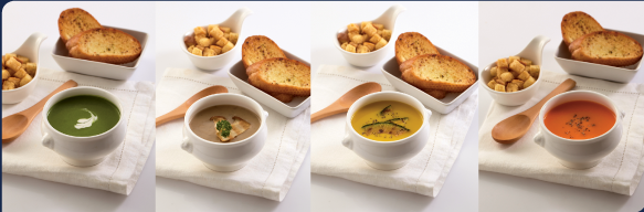ซุปครีมผักโขม / ซุปข้นเห็ดทรัฟเฟิลออยล์ / ซุปฟักทอง / ซุปแครอท (เลือกได้ 1 อย่าง)
